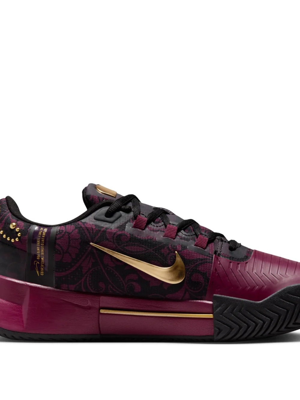Nike HQ2553 601) Wmns Sz 6Nike W Zoom GP Challenge 1 Osaka HC Bordeaux Gold Bl - Picture 3 of 10